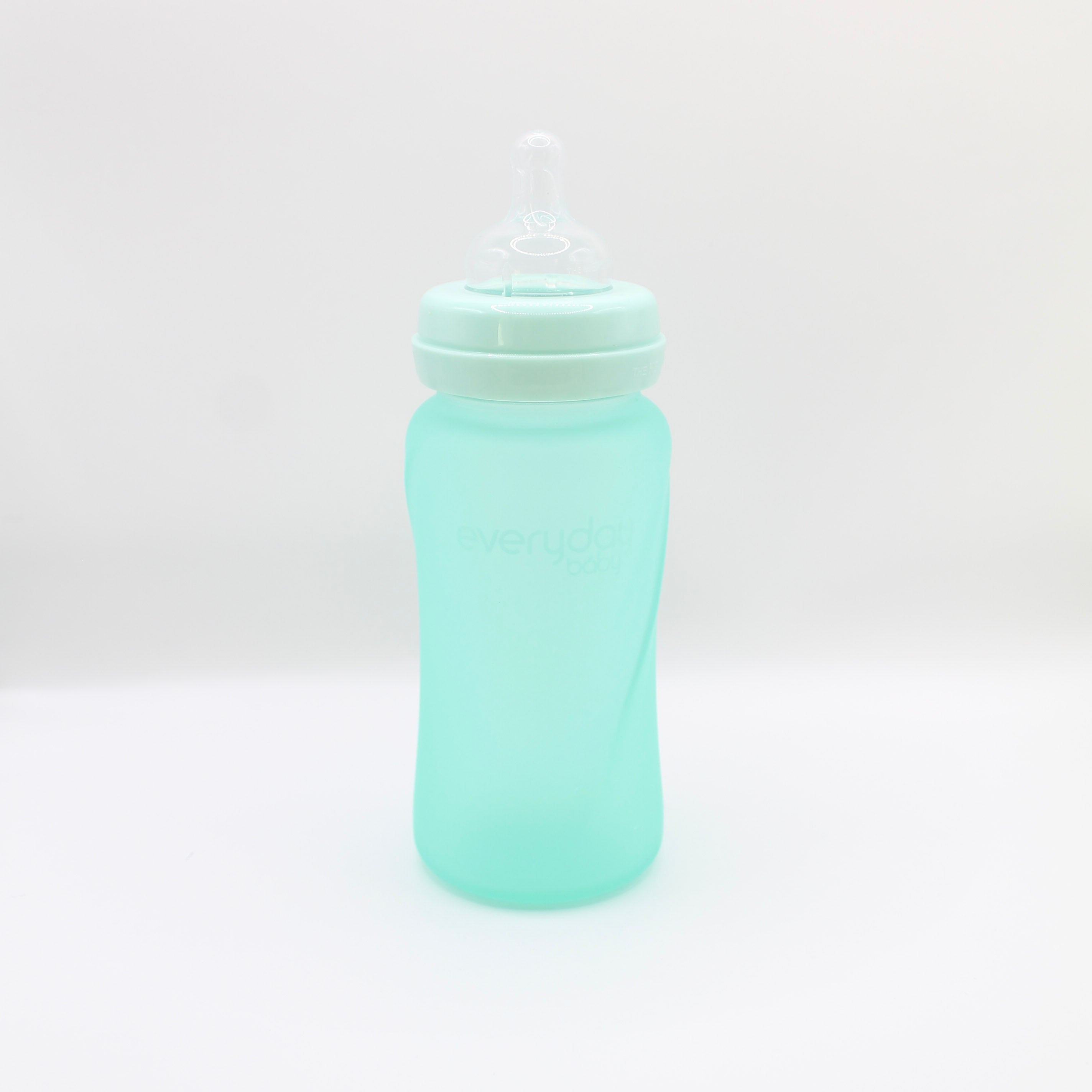 Glass feeding bottle with silicone, 240 ml