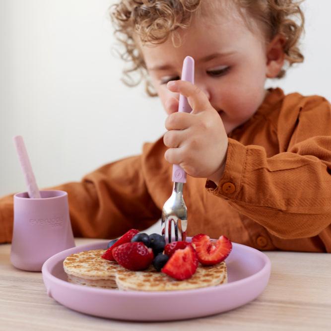 Children's cutlery in stainless steel and silicone