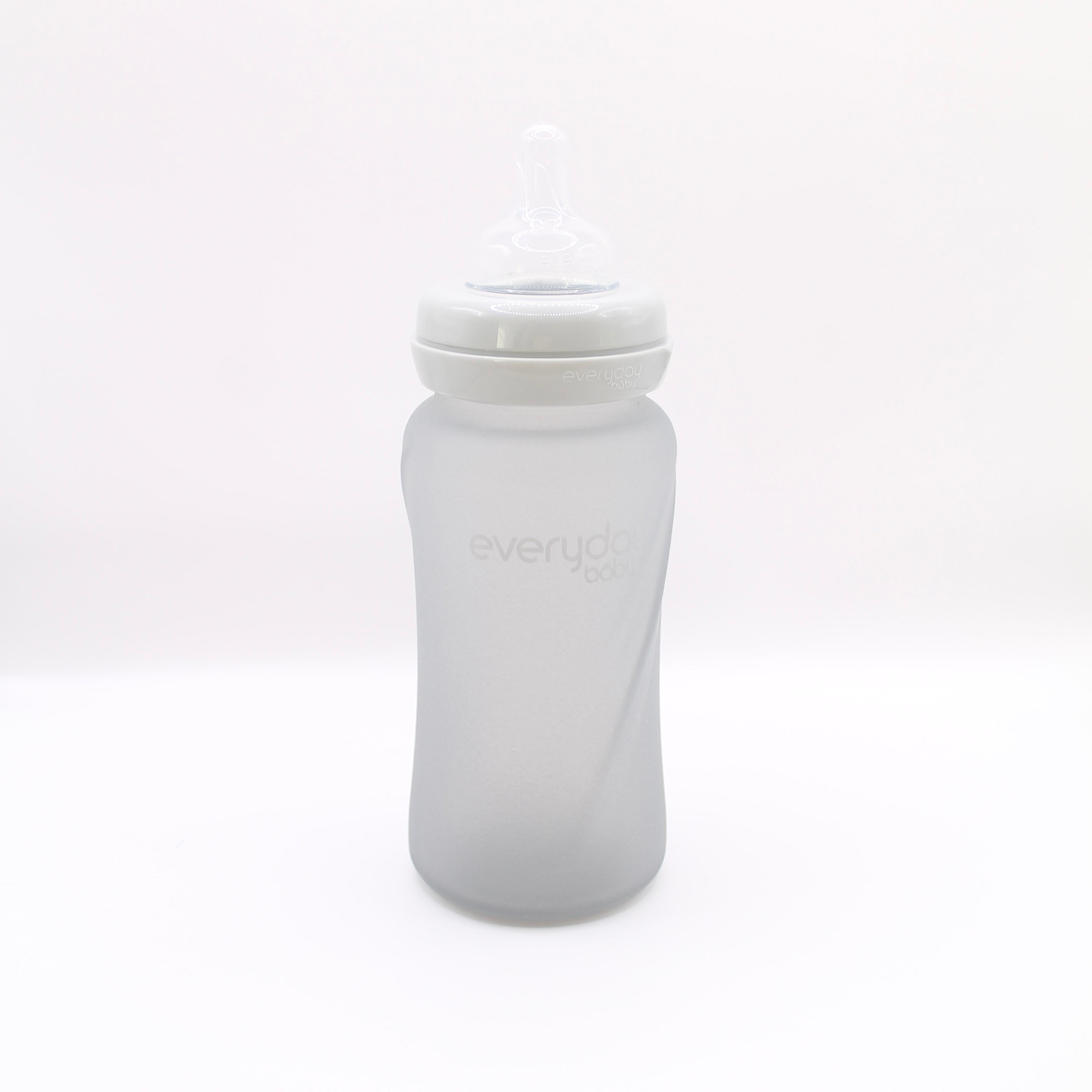 Glass feeding bottle with silicone, 240 ml