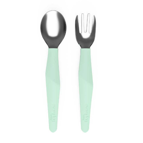 Stainless Steel Cutlery Set Mint Green 2-Pack - Everyday Baby