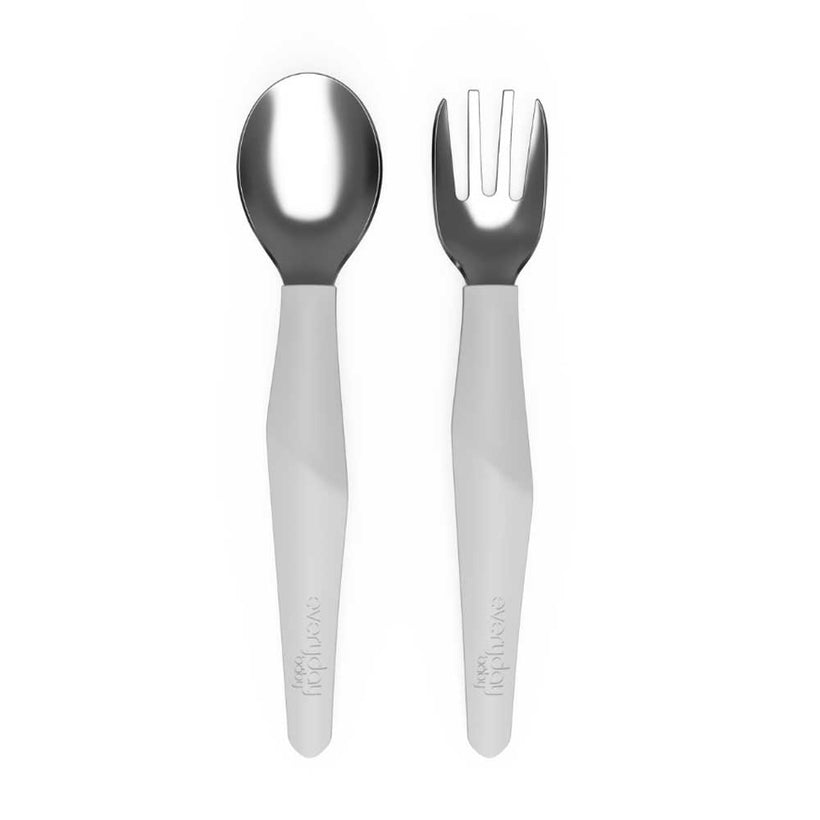 Stainless Steel Cutlery Quiet Grey 2-Pack - Everyday Baby
