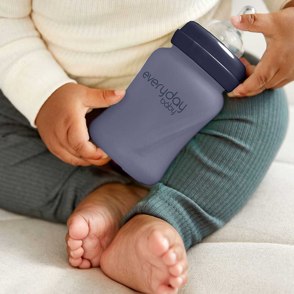 Glass Baby Bottle Heat Sensing Healthy + 150 ml Blueberry - Everyday Baby