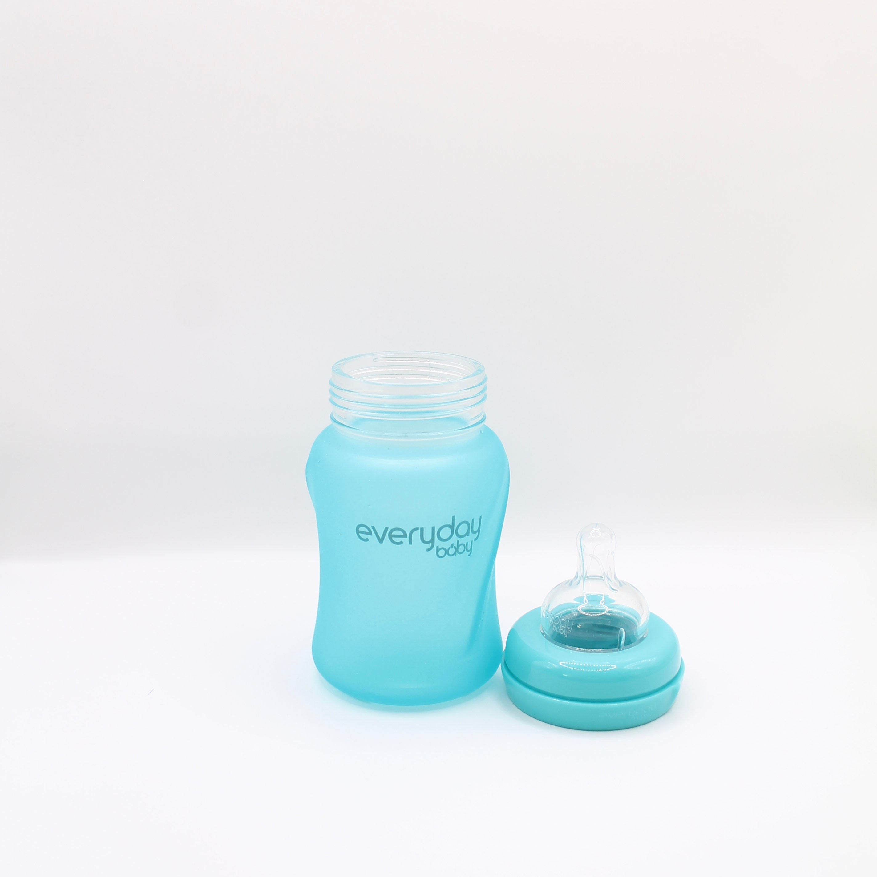 Nappflaska i glas som visar när temparturen är säker - 150 ml
