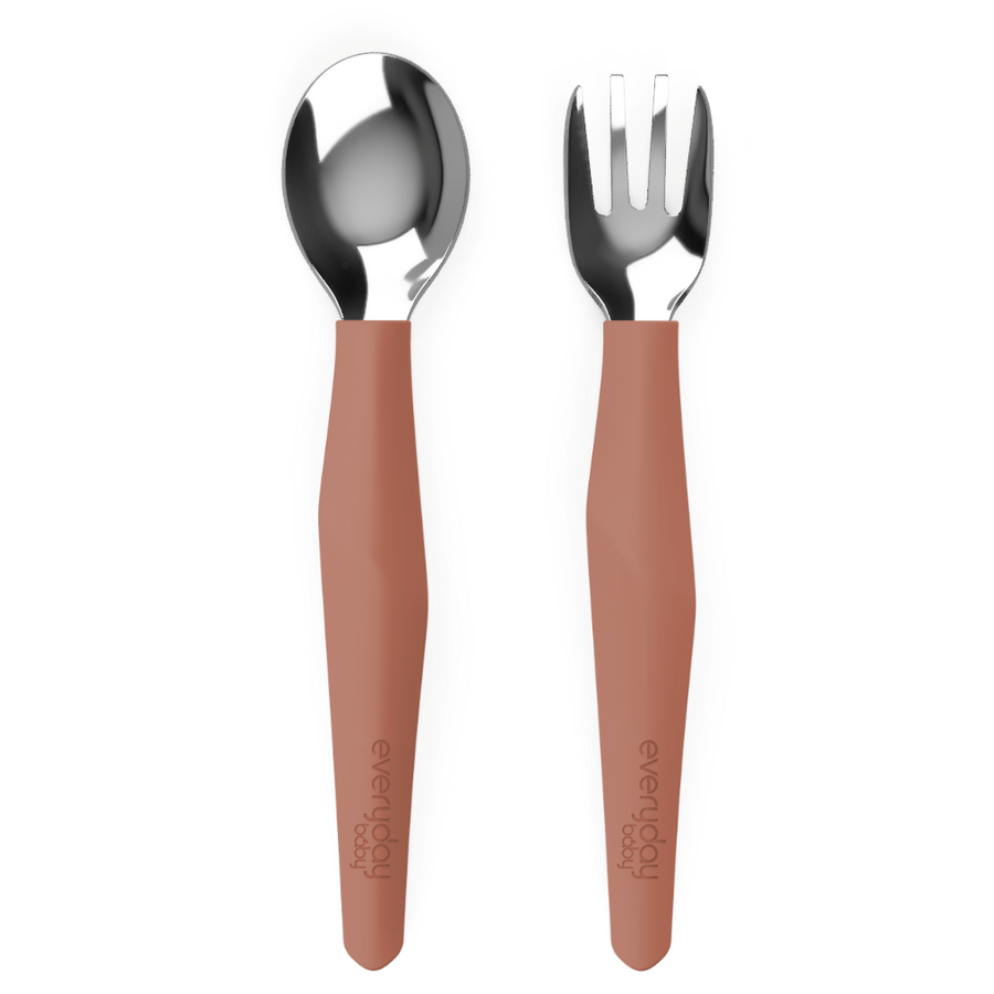 Stainless Steel Cutlery Nature Red 2-Pack - Everyday Baby