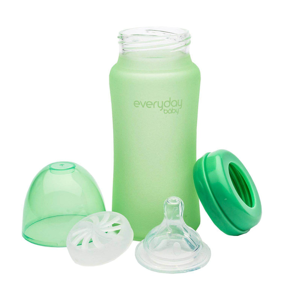 Glass Baby Bottle Heat Sensing 240 ml Green - Everyday Baby