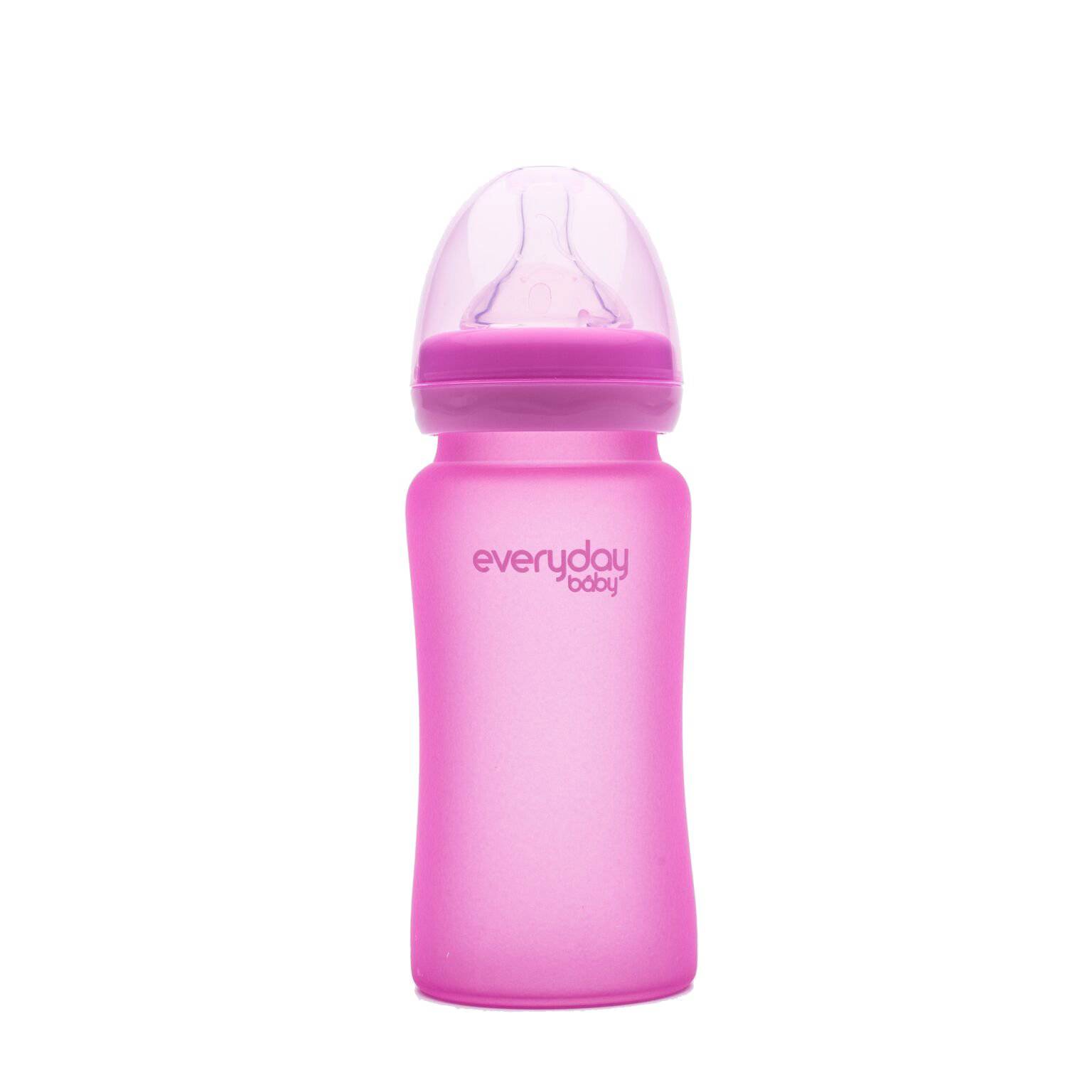 Glass Baby Bottle Heat Sensing 240 ml Pink - Everyday Baby