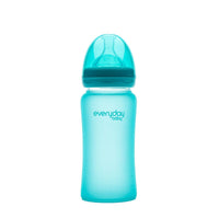 Glass Baby Bottle Heat Sensing 240 ml Turquoise - Everyday Baby