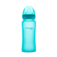Glass Baby Bottle Heat Sensing 300 ml Turquoise - Everyday Baby