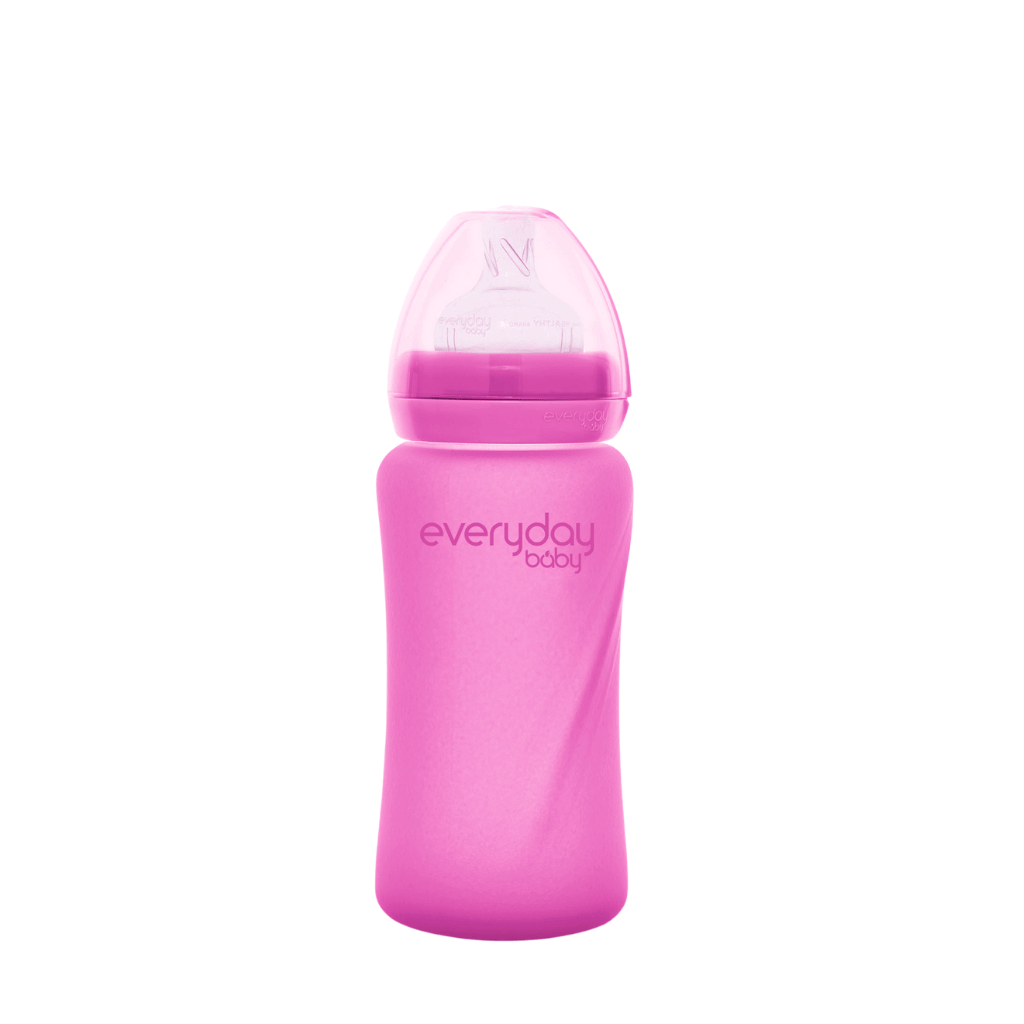 Glass Baby Bottle Heat Sensing Healthy+ 240 ml Pink - Everyday Baby