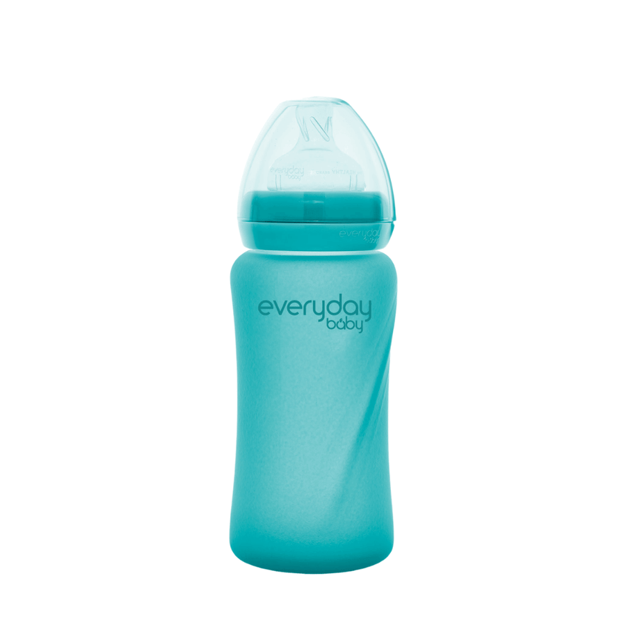 Glass Baby Bottle Heat Sensing Healthy+ 240 ml Turquoise - Everyday Baby