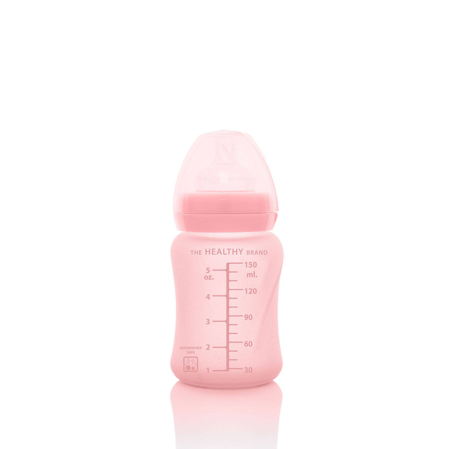 Glass Baby Bottle Healthy+ 150 ml Rose Pink - Everyday Baby