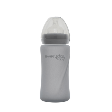 Glass Baby Bottle Healthy+ 240 ml Quiet Grey - Everyday Baby