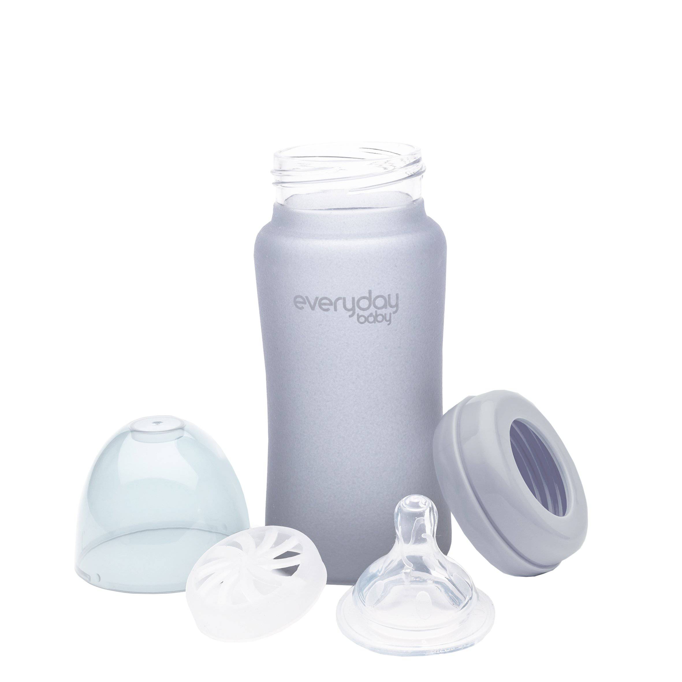 Glass Baby Bottle 240 ml Quiet Grey - Everyday Baby