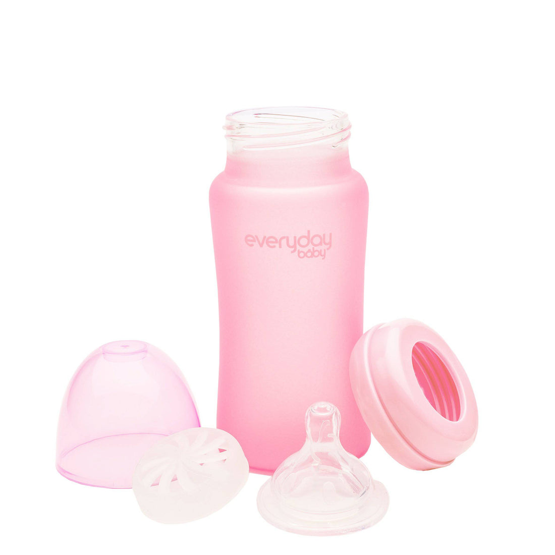 Glass Baby Bottle 240 ml Rose Pink - Everyday Baby