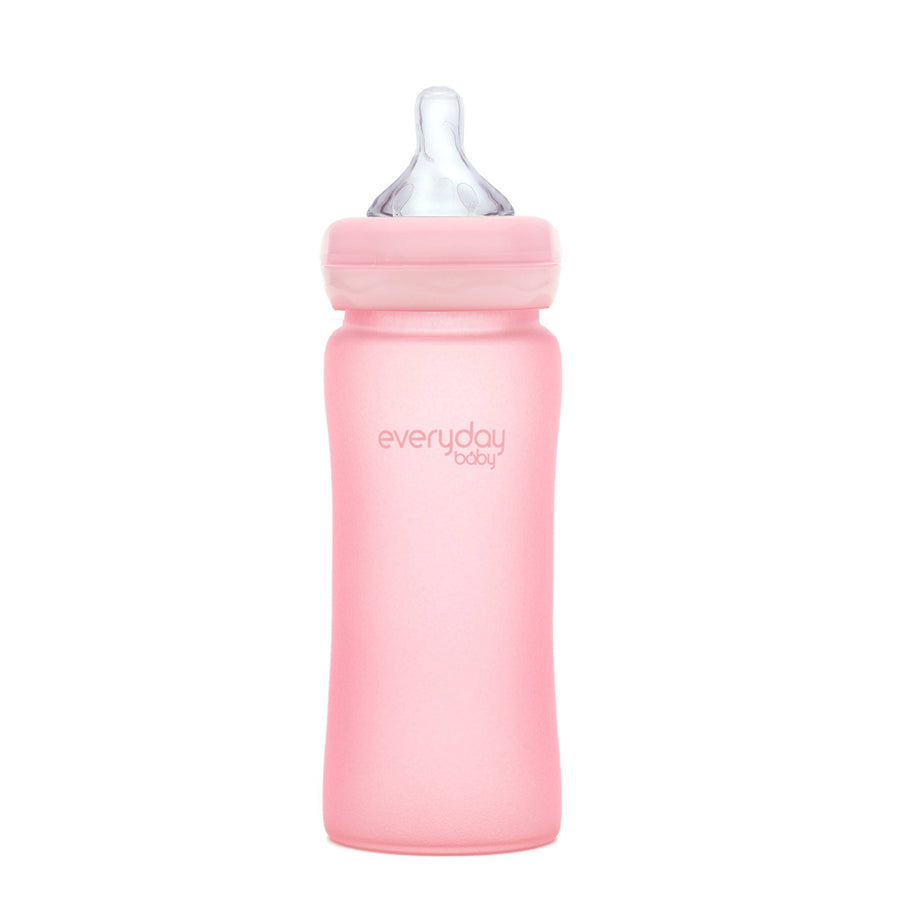 Glass Baby Bottle 300 ml Rose Pink - Everyday Baby