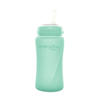 Glass Straw Bottle Healthy + 240ml Mint Green - Everyday Baby