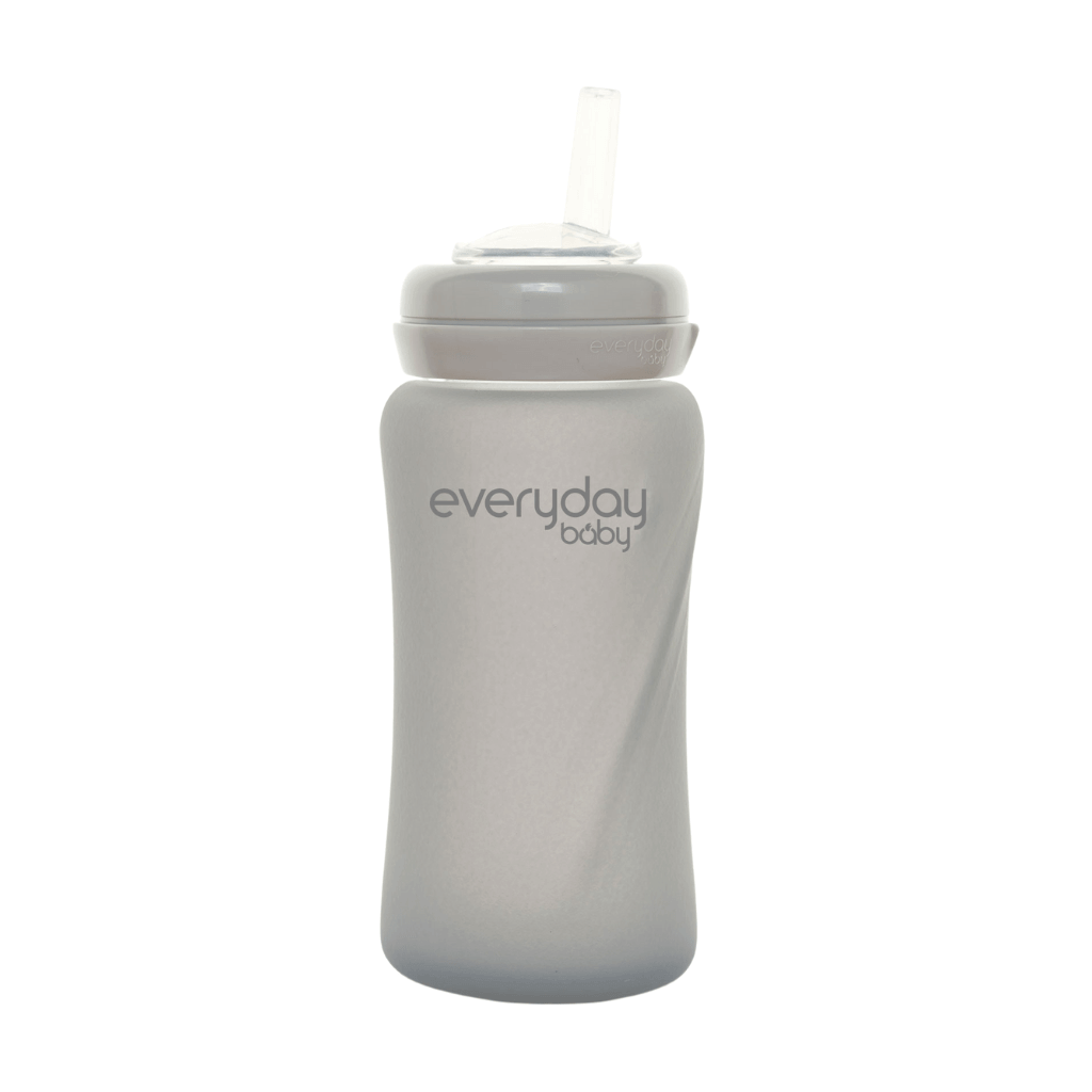Glass Straw Bottle Healthy + 240ml Quiet Gray - Everyday Baby