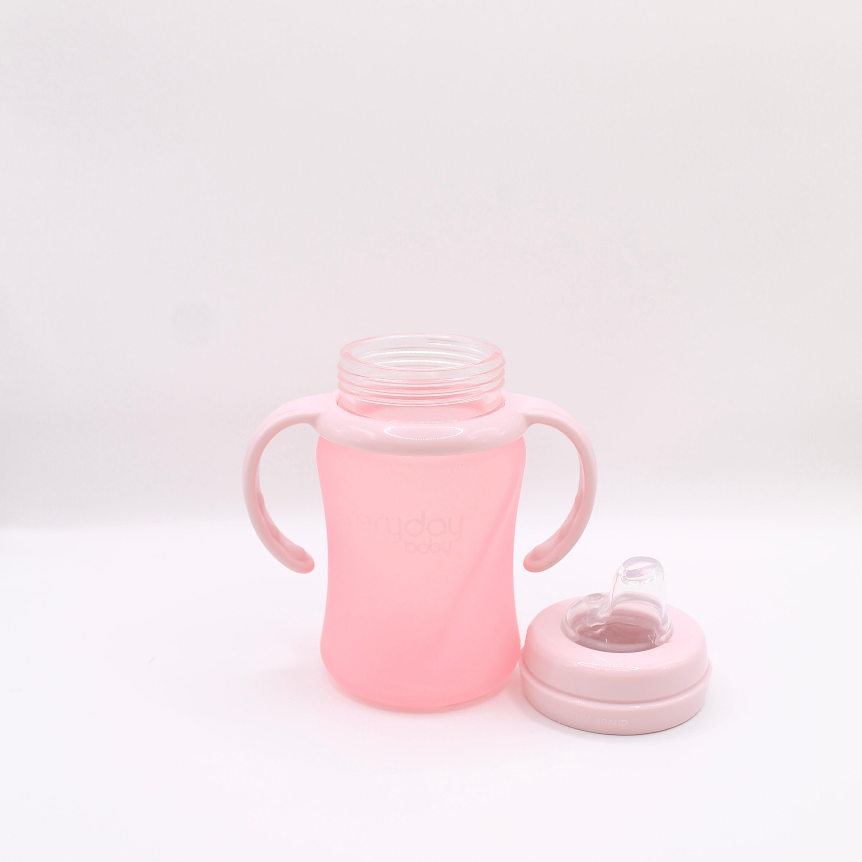 Glass sippy cup with silicone sleeve